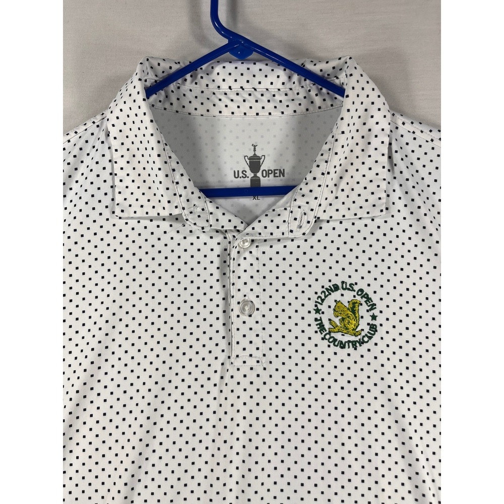 US Open 122nd The Country Club Golf Polo Shirt Mens XL White Square Print